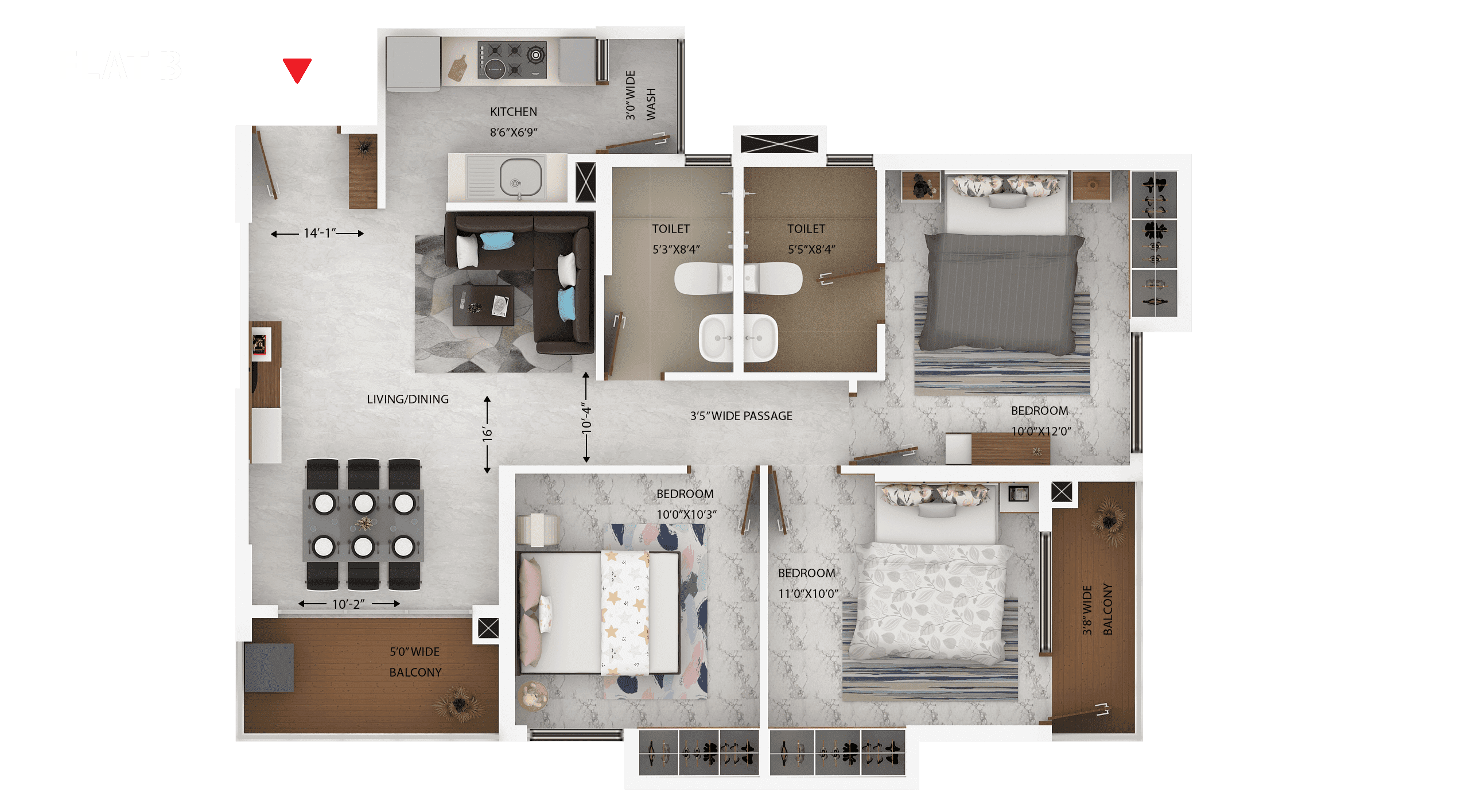Anupa Floor Plan Flat B